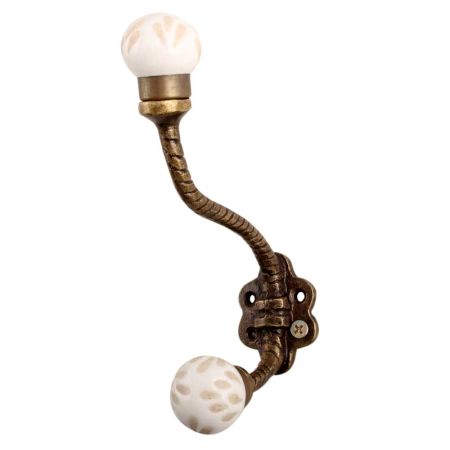 White Etched Ceramic Floral Iron Hooks-EHG-93